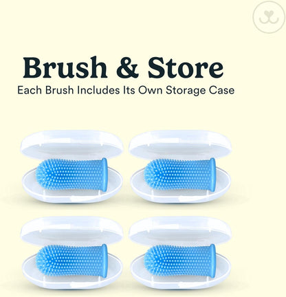 Jasper Dog Toothbrush, 360 Degree Dog Tooth Brushing Kit, Cat Toothbrush, Canine Dental Care & Teeth Cleaning Kit, Pet Finger Tooth Brush, Use with Pet Toothpaste, 4-Pack Blue