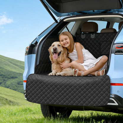 SUV Cargo Liner for Dogs, Waterproof Pet Cargo Cover with Bumper Flap Protector, Scrachproof Non-Slip Dog Seat Mat for SUVs Sedans Vans, Large Size Universal Fit