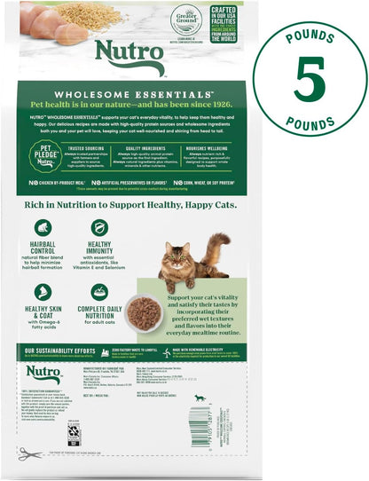 Nutro Wholesome Essentials Hairball Control Cat Food Dry Chicken & Brown Rice Recipe, 5 lb. Bag