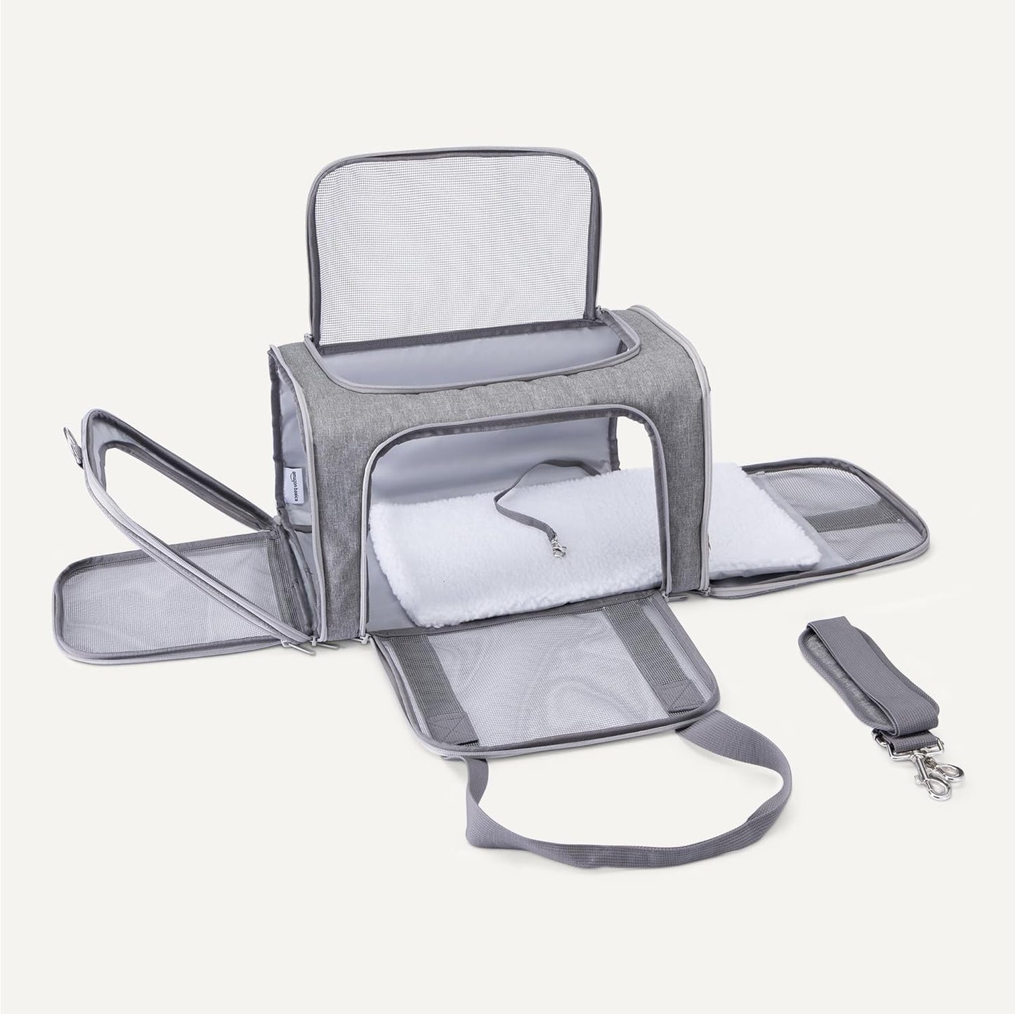 Amazon Basics Soft Cat & Dog Carrier with Adjustable Shoulder Strap, Airline-Approved, Foldable and Portable Design, Mesh Ventilation