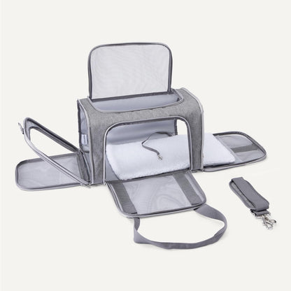 Amazon Basics Soft Cat & Dog Carrier with Adjustable Shoulder Strap, Airline-Approved, Foldable and Portable Design, Mesh Ventilation