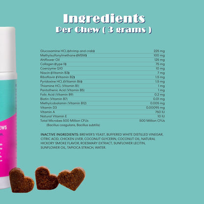 Floof by Brodie 10-in-1 Multivitamin Supplement: Dog and Puppy Vitamin with Joint Health Support MSM and Glucosamine HCL, Heart Health Coenzyme Q10, Probiotics, Collagen, Biotin - 60 Chews (6.35 oz)