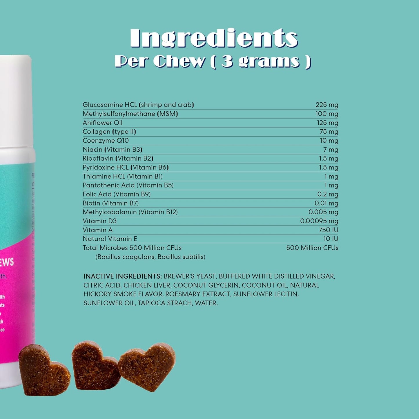 Floof by Brodie 10-in-1 Multivitamin Supplement: Dog and Puppy Vitamin with Joint Health Support MSM and Glucosamine HCL, Heart Health Coenzyme Q10, Probiotics, Collagen, Biotin - 60 Chews (6.35 oz)