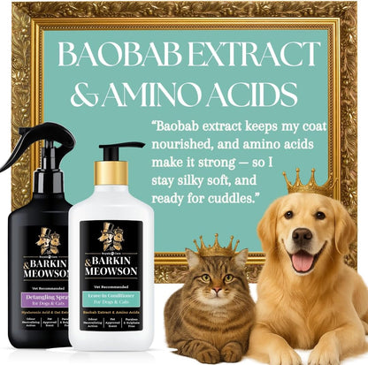 Barkin & Meowson Leave-in Conditioner for Dogs & Cats 350ml / 11.83 fl.oz - Baobab Extract, Pet-Friendly Scent