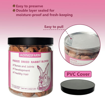 Freeze-Dried Cat Treats, Rabbit Blood Pet Food for Dogs, Iron-Rich Dog Cat Treats, High Protein Training Treats, Grain Free, Gluten Free, Filler Free 4.5 oz