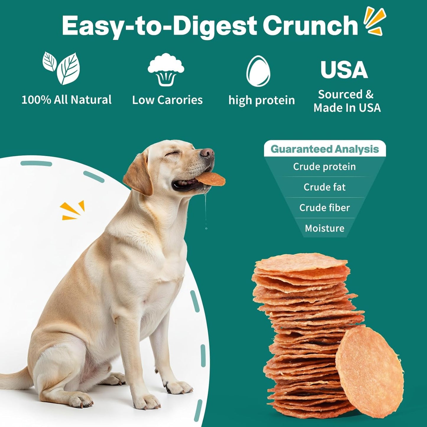 Dog Chicken Chips Treat - 12 oz, 100% Natural Ingredient Made in USA, High Protein Low Calorie Pet Training Chew Jerky Dried Food, Healthy Pet Supplies for Medium, Large Breeds & Puppy