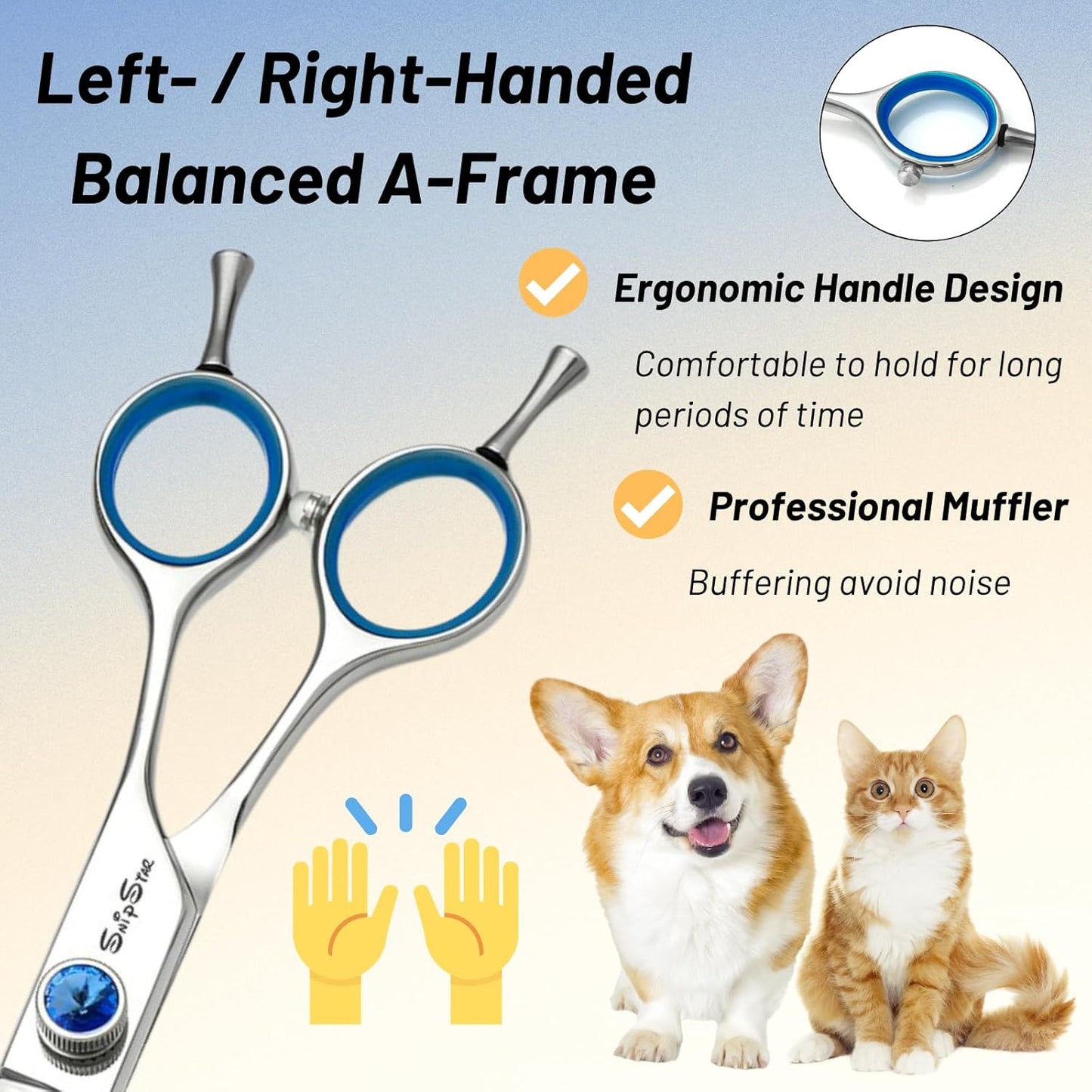 7.5in 25° Curved & Chunker Professional Dog Grooming Scissors Set, 24 Teeth Thinning Shears for Dog Grooming, VG10 Steel Sharp, Pet Trimming Shears for Dogs Cats Groomer, Ergonomic with CNC Screw