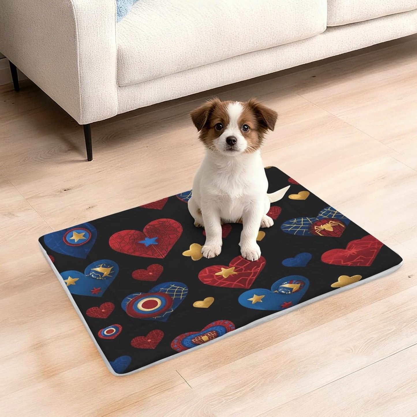 susiyo Artistic Black Heart Dark Dog Bed Mat - Super Soft & Warm Pet Pad, 25x18 Inch Machine Washable Mat for Small Medium Dogs, Couch Protector, Crate & Travel Bed Topper