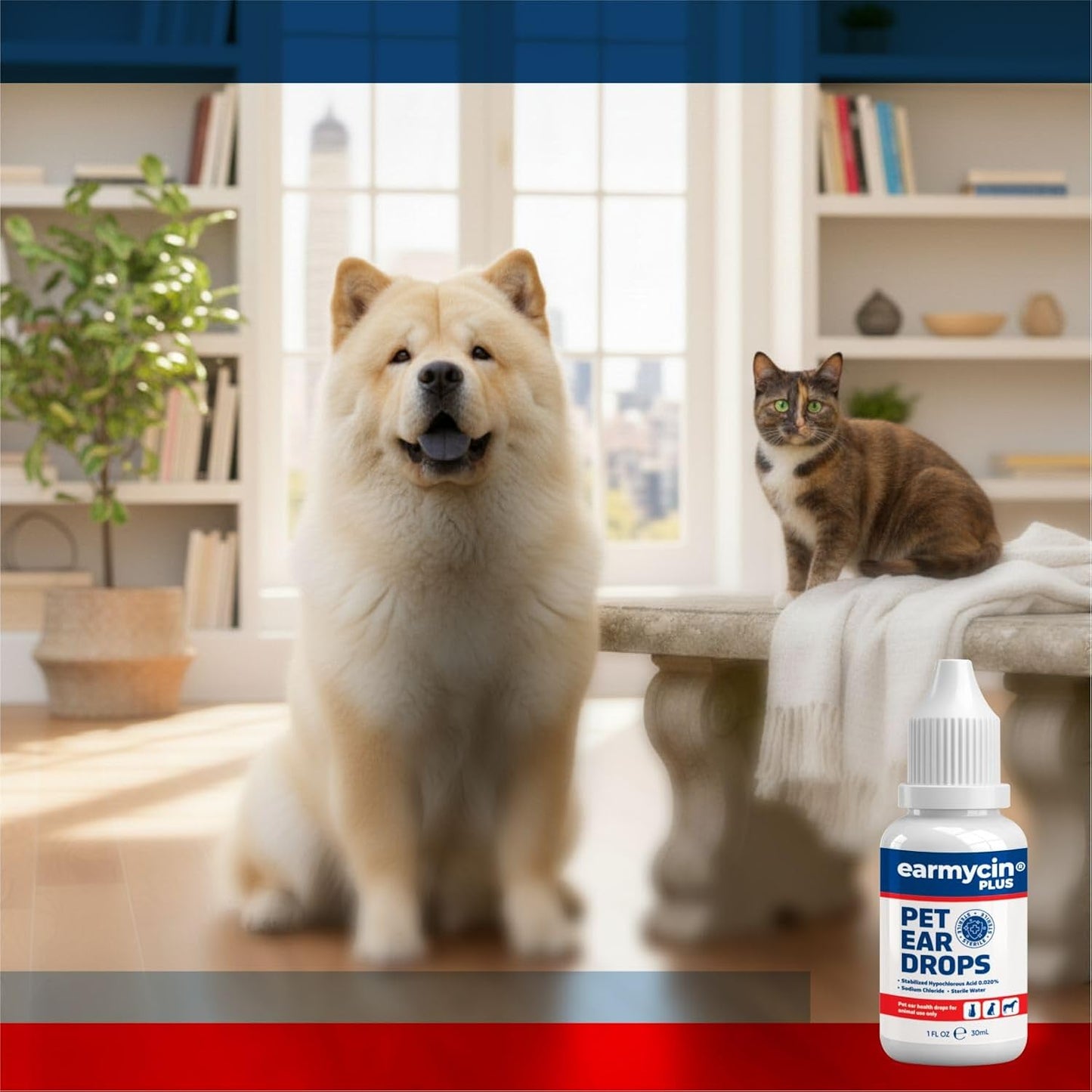 EARMYCIN Pet Ear Care Drops 1 fl oz – Gentle Daily Ear Cleanser for Dogs & Cats, HOCl-Based Non-Irritating Ear Solution, Supports Clean & Comfortable Ears for Pets