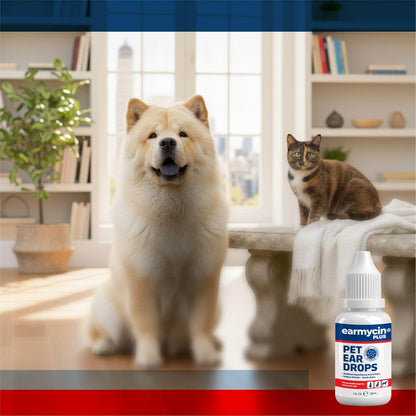 EARMYCIN Pet Ear Care Drops 1 fl oz – Gentle Daily Ear Cleanser for Dogs & Cats, HOCl-Based Non-Irritating Ear Solution, Supports Clean & Comfortable Ears for Pets