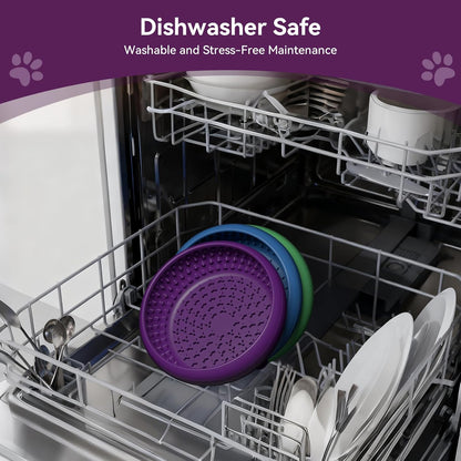 Dog Lick Bowl, BPA-Free Silicone Slow Feeder Lick Mat for Small and Medium Dogs, Non-Slip & Dishwasher Safe (Purple，L)