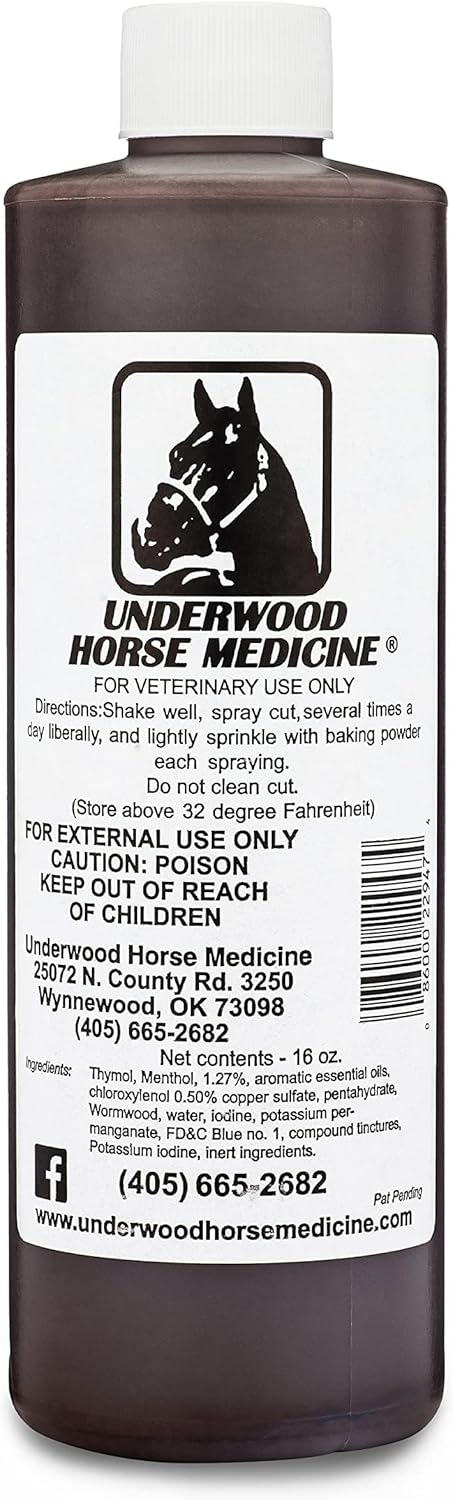 Underwood Topical Horse Care Wound Spray - 16oz Refill Horse Wound Care Horse Essentials for Quick Healing of Cuts – Horse First Aid Kit & Wound Care for Dogs – Equine First Aid Kit & Dog Wound Heal