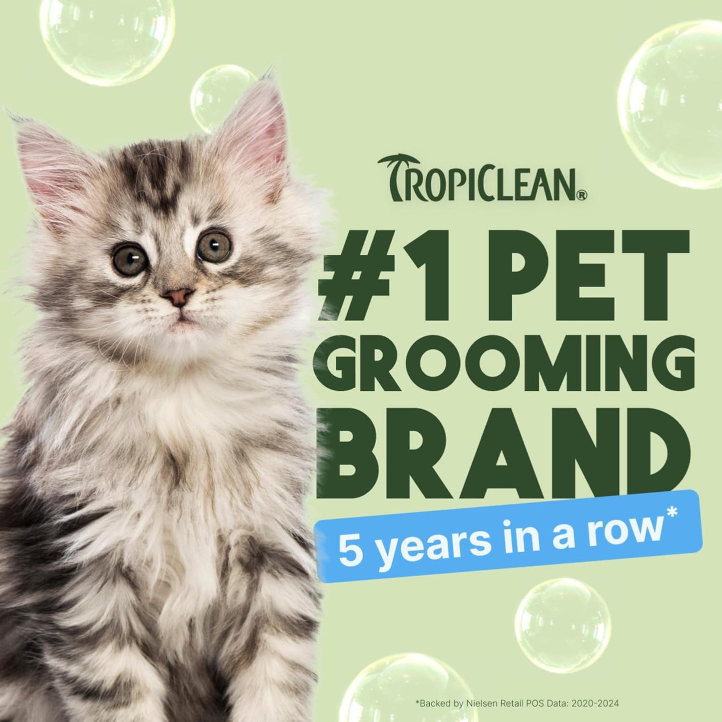 TropiClean Gentle Kitten & Cat Shampoo, Pet Shampoo for Allergies & Sensitive Skin, Made in USA, Gentle Coconut Scent, Safe for Puppies & Dogs, 12oz.