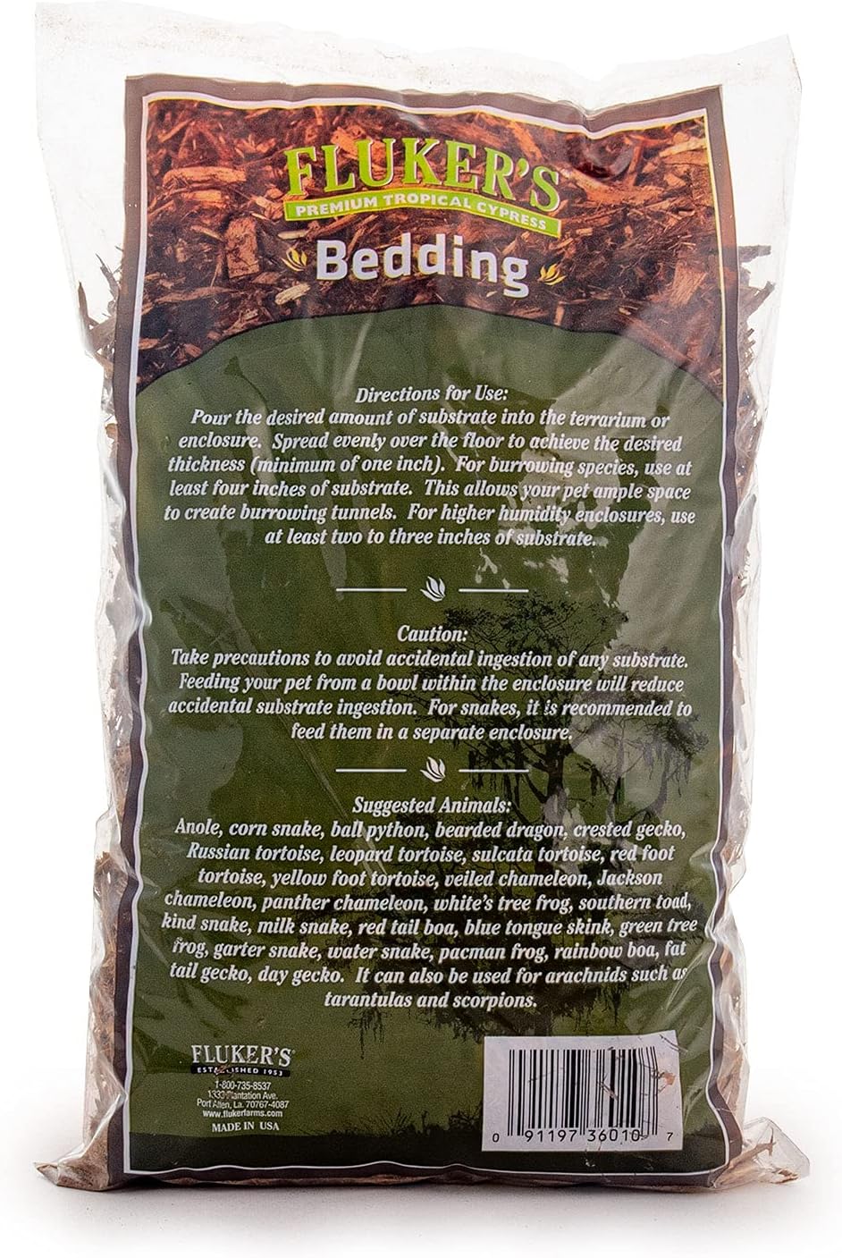 Fluker's Premium Tropical Cypress Bedding for Reptiles, 5 QT