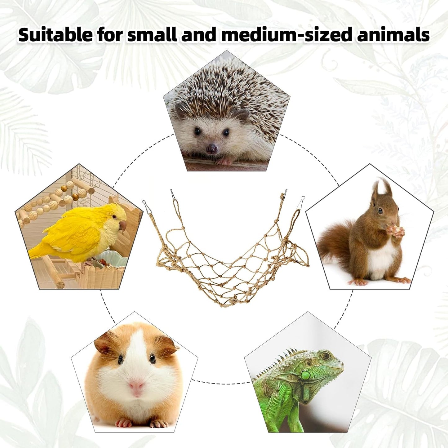 Parrot Climbing Rope Net – Multi-Size Colorful Bird Hammock, Ladder & Chew Toy with 4 Hooks for Cage, Cockatiel, Budgie, Parakeet, Rat & Small Pets