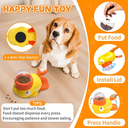 Interactive Treat Dispenser Dog Toy, Duck Puzzle Treat Toy for Small Large Smart Cats Dogs IQ Training and Mental Stimulation, Enrichment Slow Food Snacks Feeder with 1 Sticker for Pets -Yellow