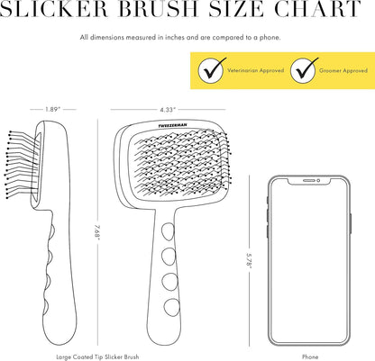 Tweezerman Dog and Cat Slicker Brush for Pets, Grooming Brush with Coated Bristles to Prevent Scratching and Ergonomic Handle