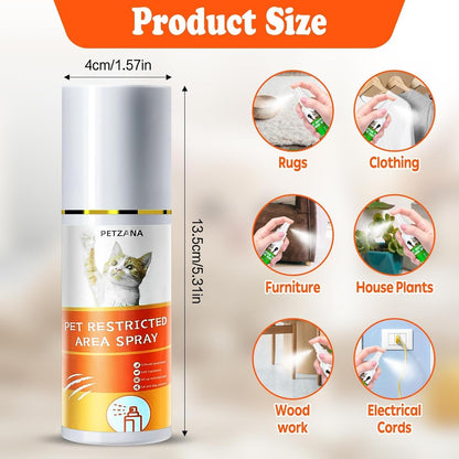 Cat Deterrent Spray: 100ml Natural Bitter Formula Spray to Stop Chewing & Scratching, Safe Indoor/Outdoor Anti-Chew Training Aid for Furniture, Sofas, Curtains - No Alcohol/Toxic for Cats Kittens