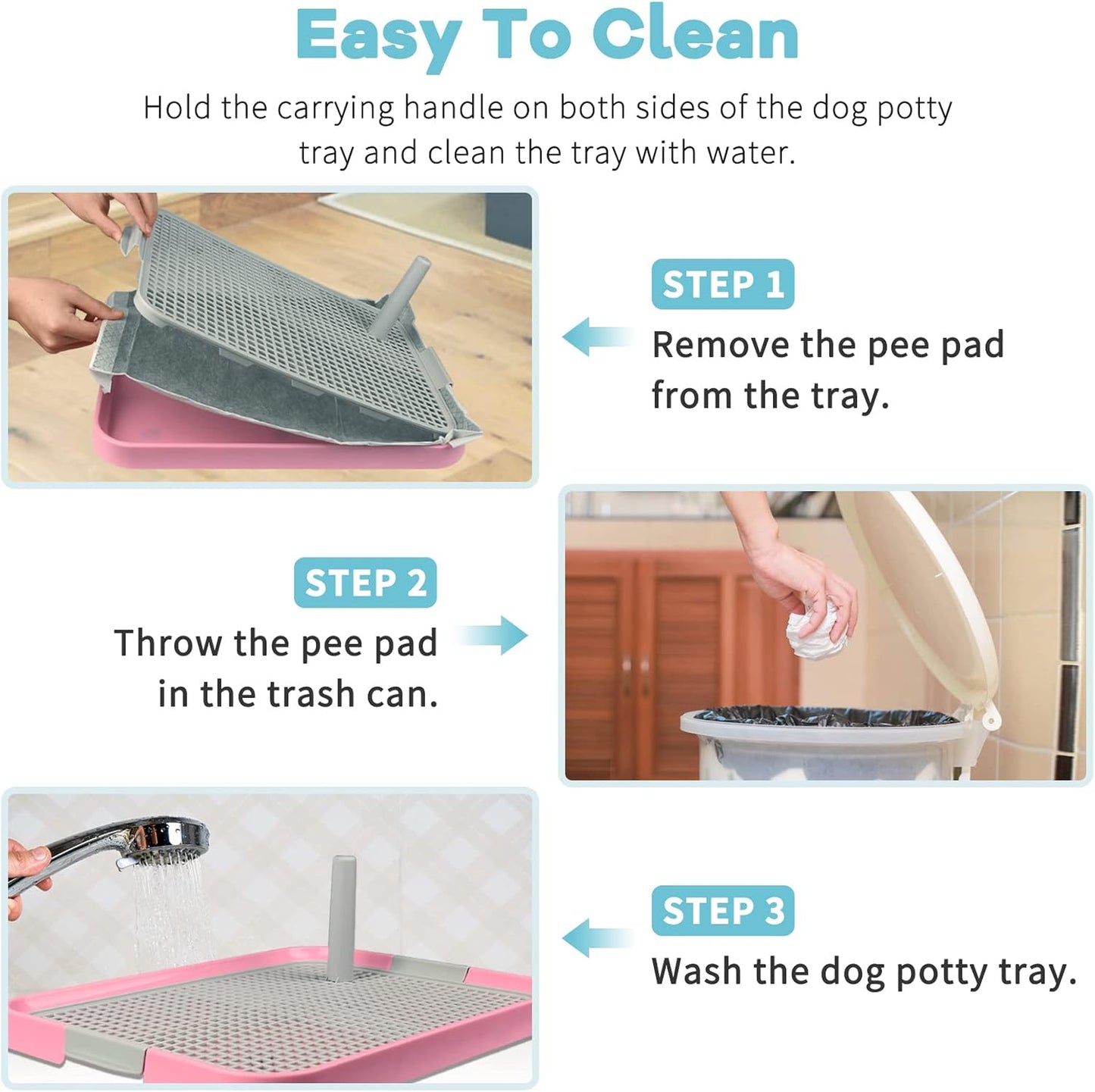 Dog Potty Tray Toilet 20"x14" Doggy Bathroom Dog Litter Box, Indoor Pee Pad Holder with 8pcs Training Pads, Puppy Pee Mesh Potty Training Tray with Secure Latch, Potty Pan for Small Medium Puppies
