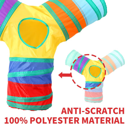 Pet Cat Tunnel, Y-3 Way Tunnels for Indoor Cats, Collapsible Pet Tunnel for Kitten, Puppy, Rabbit, 25cm-Wide Tunnels, Durable & Breathable, with Peek Hole Toy Ball