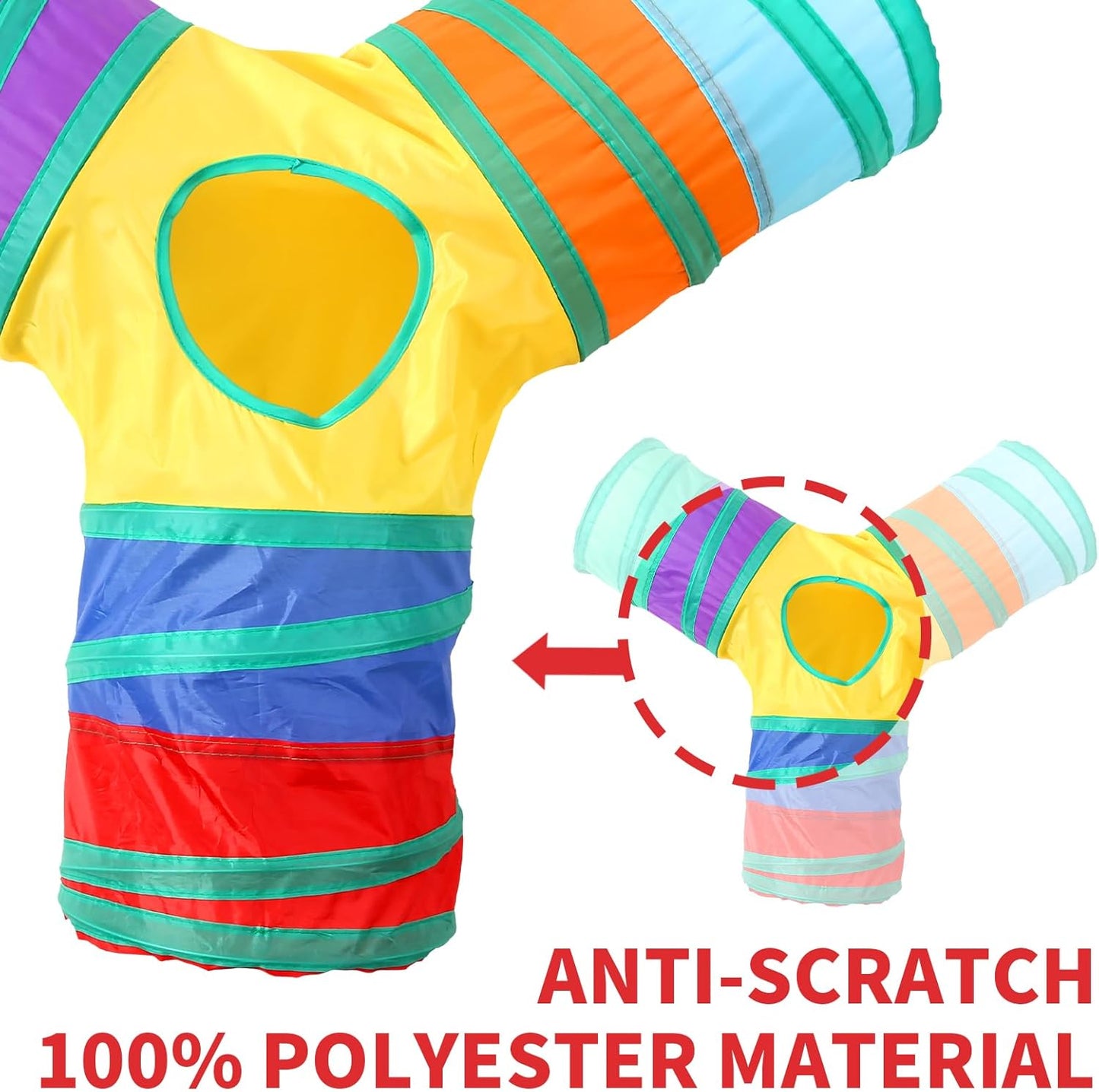 Pet Cat Tunnel, Y-3 Way Tunnels for Indoor Cats, Collapsible Pet Tunnel for Kitten, Puppy, Rabbit, 25cm-Wide Tunnels, Durable & Breathable, with Peek Hole Toy Ball