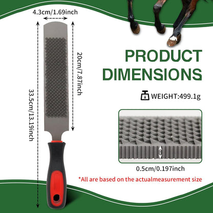 USUNFARN 12 Inches Hoof Rasp for Horses,Carbon Steel Hoof Picks for Horses with Rubber Handle,Double-Sided Hoof Farrier Rasp,Suitable for Horse/Goat/Cow/Donkey/Animal Hooves Farrier Tools (12 Inch)
