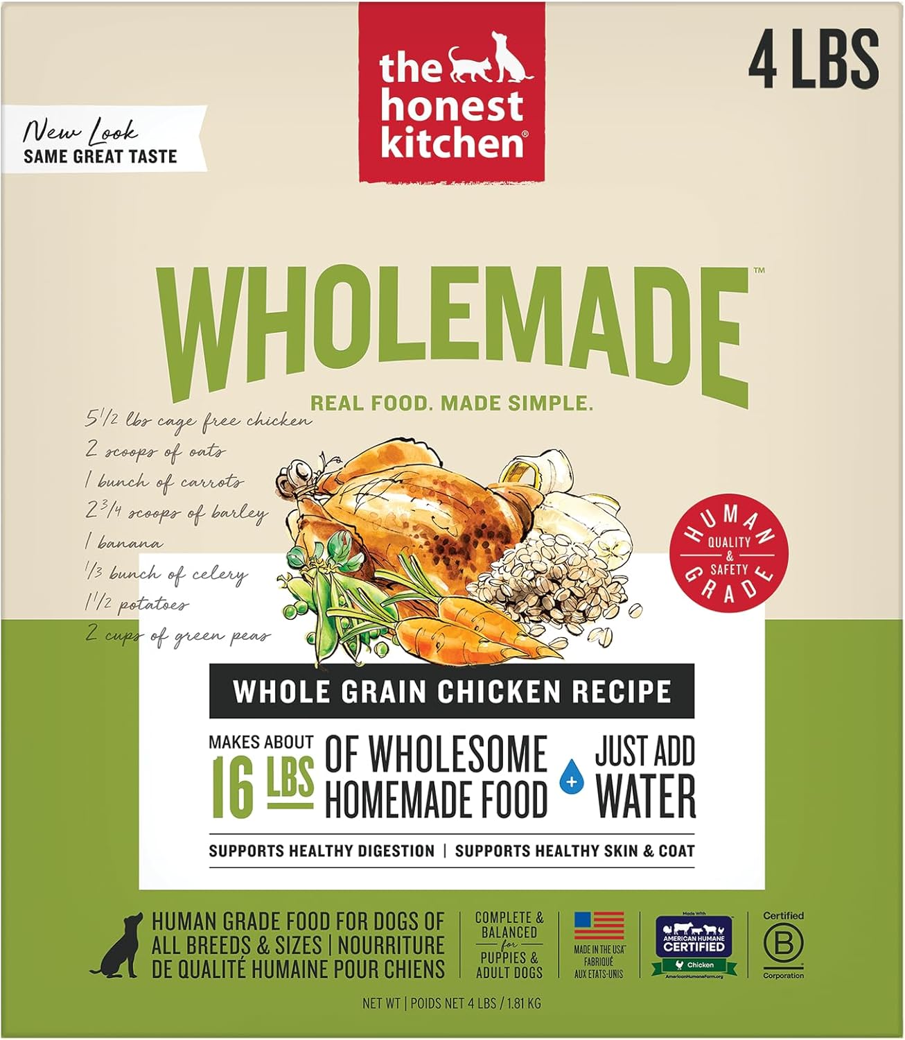 The Honest Kitchen Wholemade™ Dehydrated Whole Grain Chicken Dog Food, 4 lb Box
