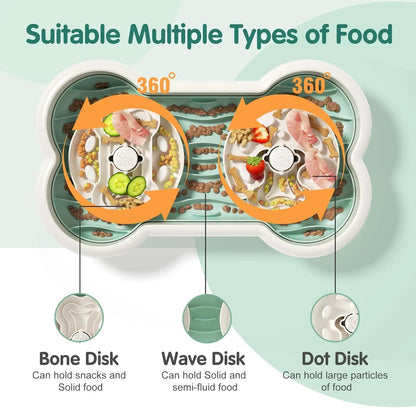 Slow Feeder Dog Bowl for Large Dogs with Non-Slip Base - Adjustable Speed Design, Removable Puzzle Inserts & Dishwasher Safe, Green