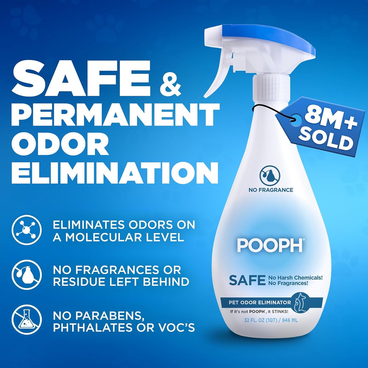 Pooph Pet Odor Eliminator, 32oz Spray, 2-Pack - Eliminates Odors at the Molecular Level, Dogs, Cats, Freshener, Eliminator, Urine, Poop, Pee, Deodorizer, Natures, Puppy, Fresh, Clean, Furniture, Potty