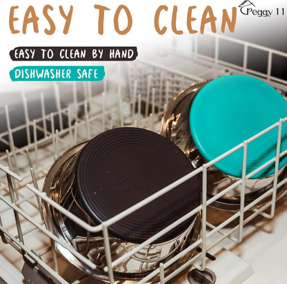 PEGGY11 Deep Stainless Steel Anti-Slip Dog Bowls - 2-Pack, 3 Cups