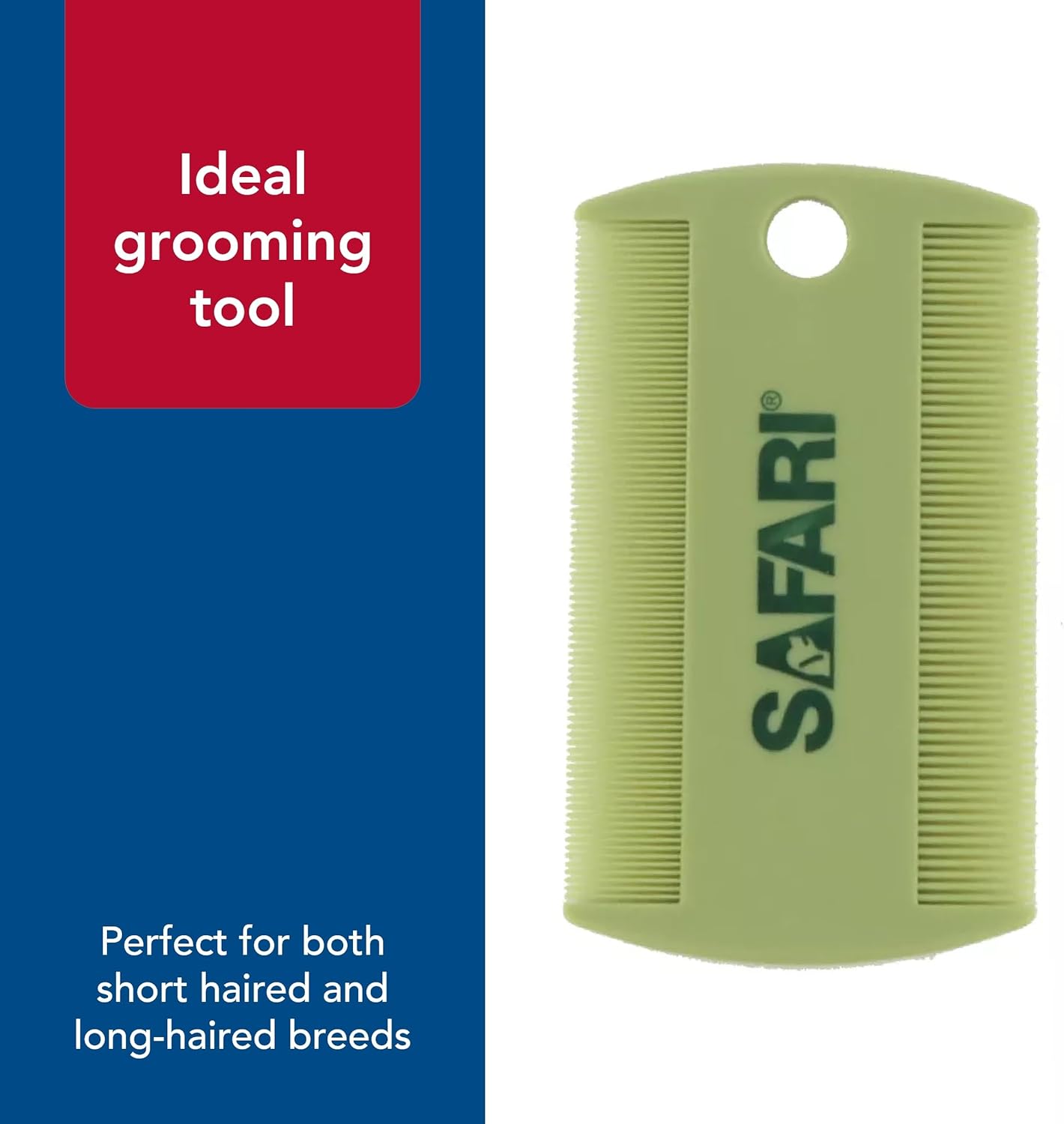 Coastal Pet Safari Double-Sided Grooming Comb - One Size Short Hair Dog Grooming Kit for Flea Prevention and Detection