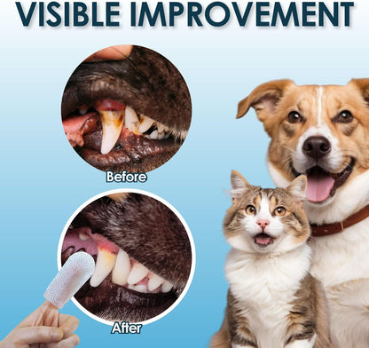 Mooncat Waterless Shampoo & Brush Kit for Longhair Cats + Dental Finger Wipes Bundle - Licking Safe Foam Detangler, Breath Freshening Wipes (40 Count)