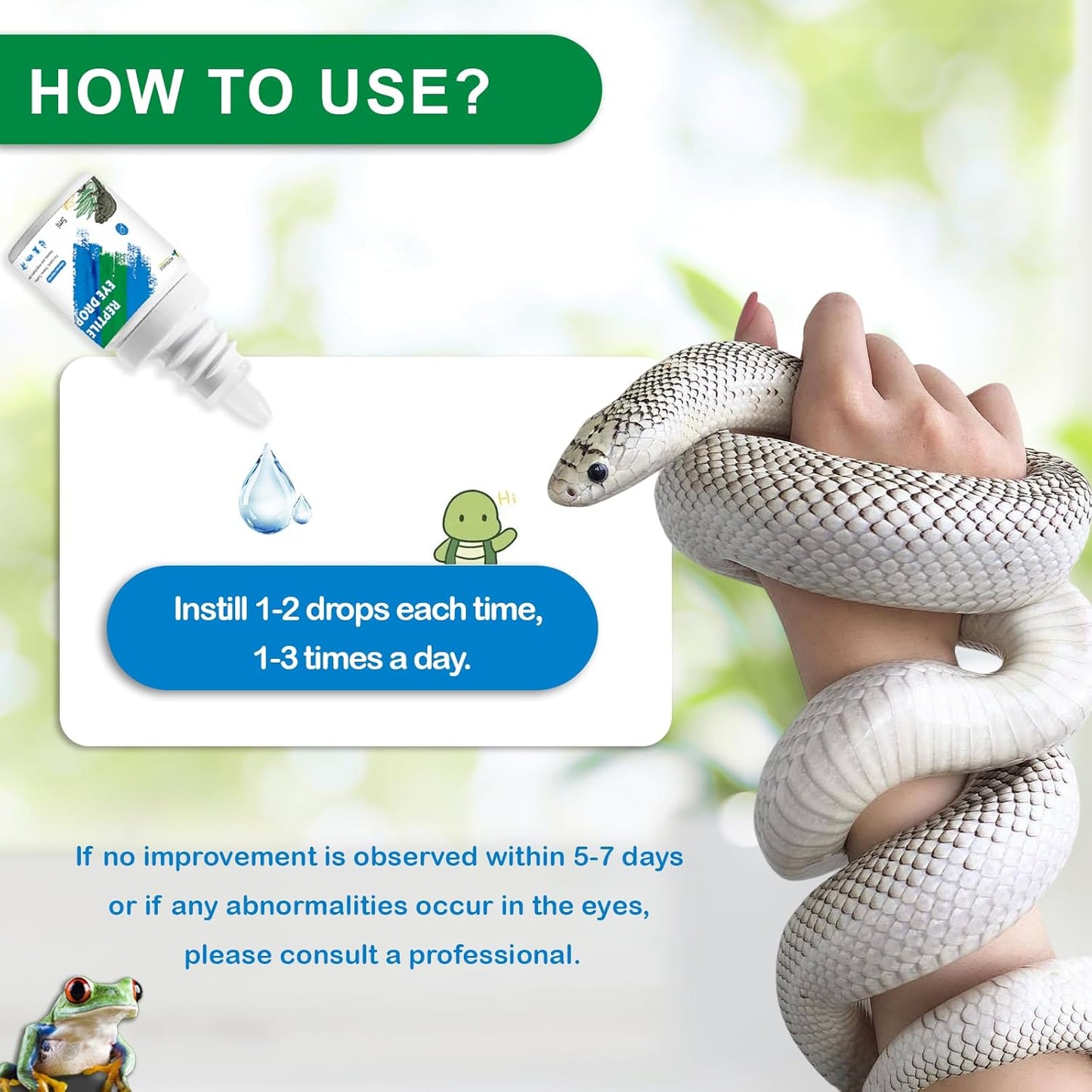 Reptile Eye Drops | Gentle Eye Cleanser for Bearded Dragons, Turtles, Snakes & Lizards | Non-Irritating Daily Eye Care Solution for Reptiles & Amphibians