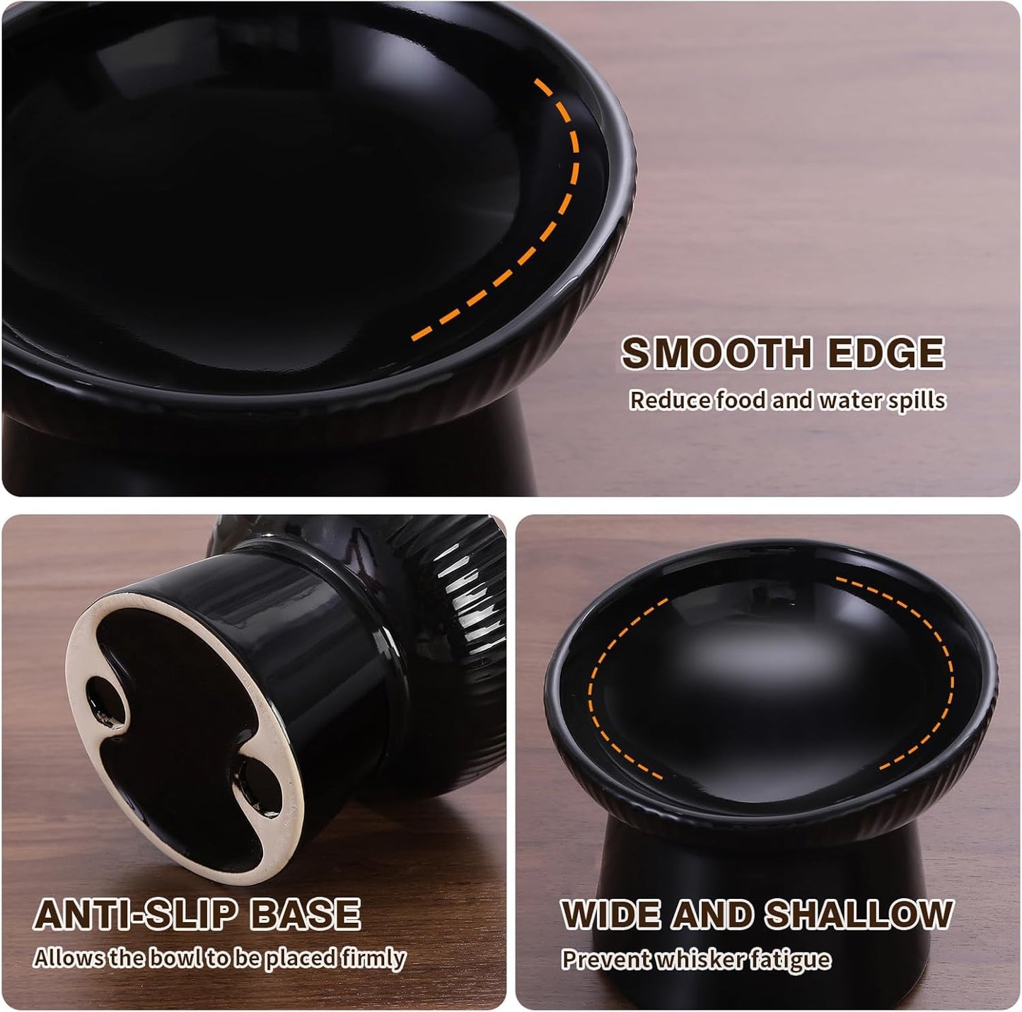 Elevated Cat Food Bowl, Ceramic Raised and Tilted Water Bowl, Whisker Fatigue Cat Bowls for Indoor Cats, Anti Vomiting and Protect Spines Pet Feeding Dishes for Kittens Small Dog, Heavy Non-Slip Base