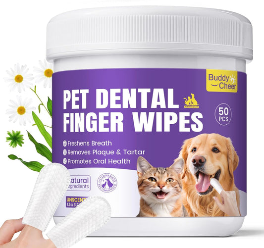 Pet Wipes - 50 pcs, Gentle Oral Care for Dogs & Cats