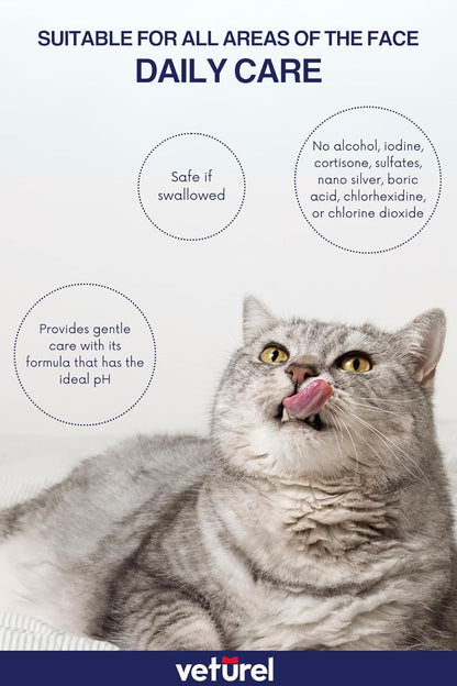 Natural Feline Facial Care - Cat Tear Stains Remover - Cat Acne - May Help with Cat Chin Acne - Cat Chin Blackheads - Gentle Ear and Eye Care - May Soothe Skin - 3.4 oz.