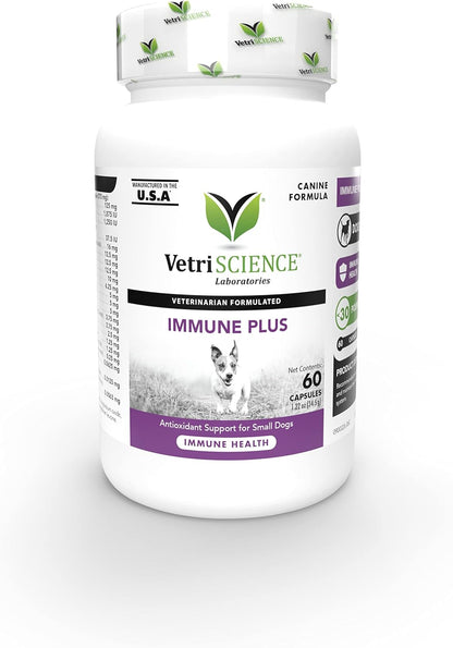 VetriScience Immunity Health Easy-Open Capsules, Immune Plus Supplement for Small Breed Dogs, Cell Advance Immune and Allergy Support with Antioxidants, Hypoallergenic Formula, 120 Count