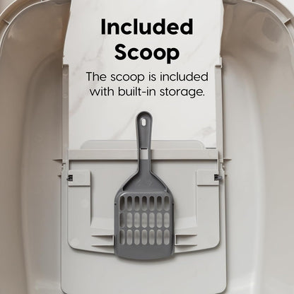 IRIS USA Cat Litter Box, Large Litter Box Enclosure with Front Door Flap and Scoop, Covered Kitty Litter Box with Handle and Buckles for Portability and Privacy, Gray