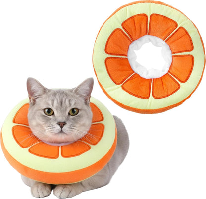 Soft Cat Cone Collar Cute Kitten Recovery Collar After Surgery to Stop Licking Adjustable Lightweight Elizabethan Neck Collar for Small Medium Large Cats Puppies Wound Healing, Orange