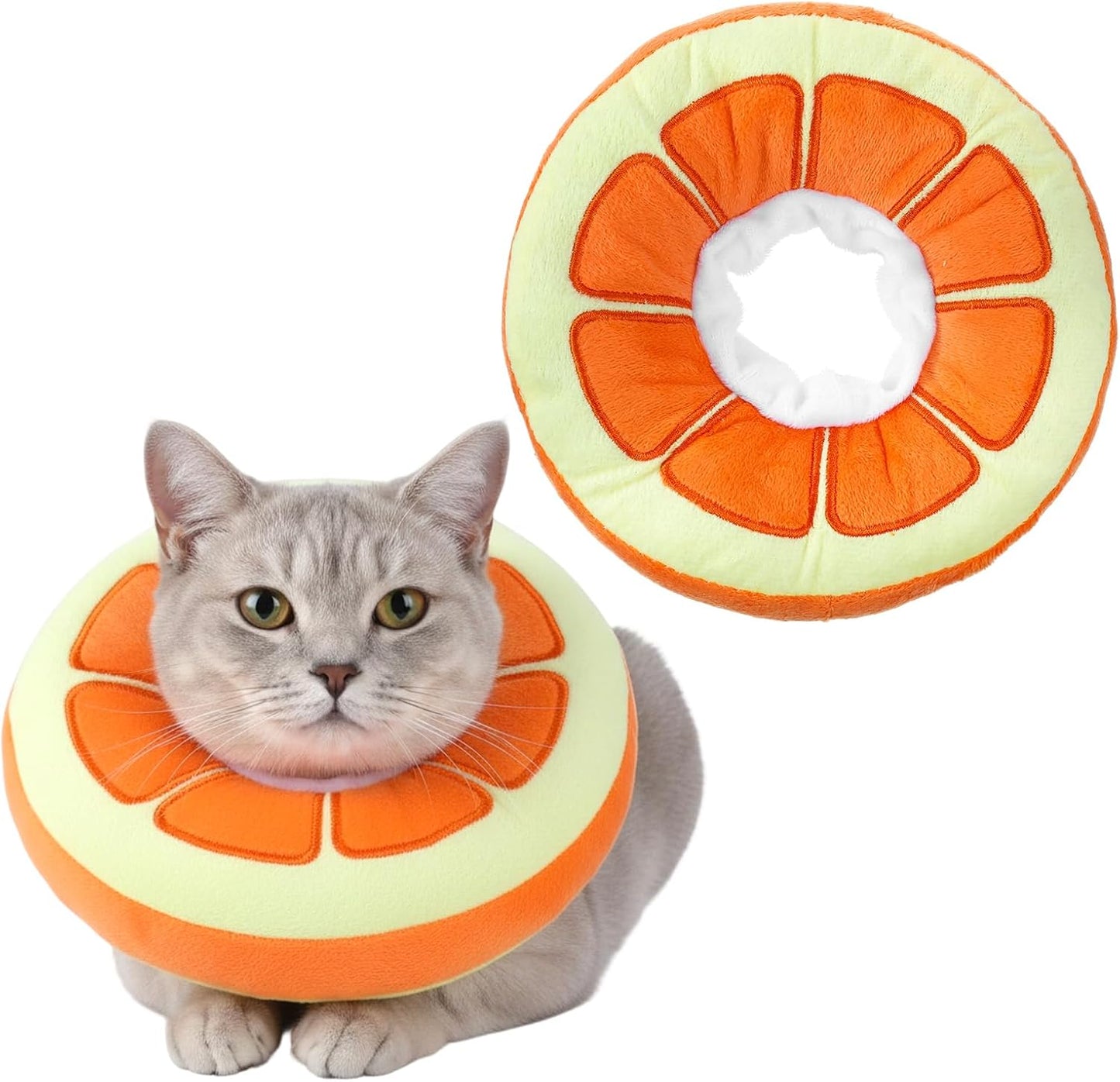 Soft Cat Cone Collar Cute Kitten Recovery Collar After Surgery to Stop Licking Adjustable Lightweight Elizabethan Neck Collar for Small Medium Large Cats Puppies Wound Healing, Orange