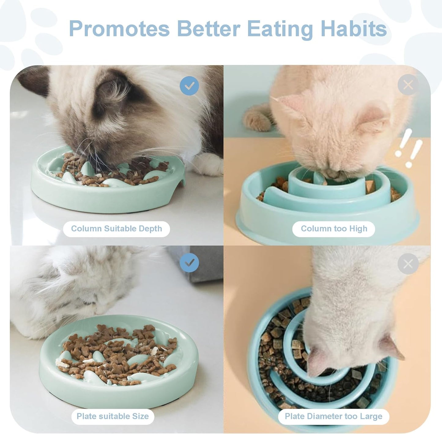 Slow Feeder Bowl for Cats and Small Dogs,Cilkus Fish Pool Design, Fun Interactive Bloat Stop Puzzle Feeder Bowl Healthy Eating Diet Made of Melamine Food Grade Material Dishwasher Safe (Green)