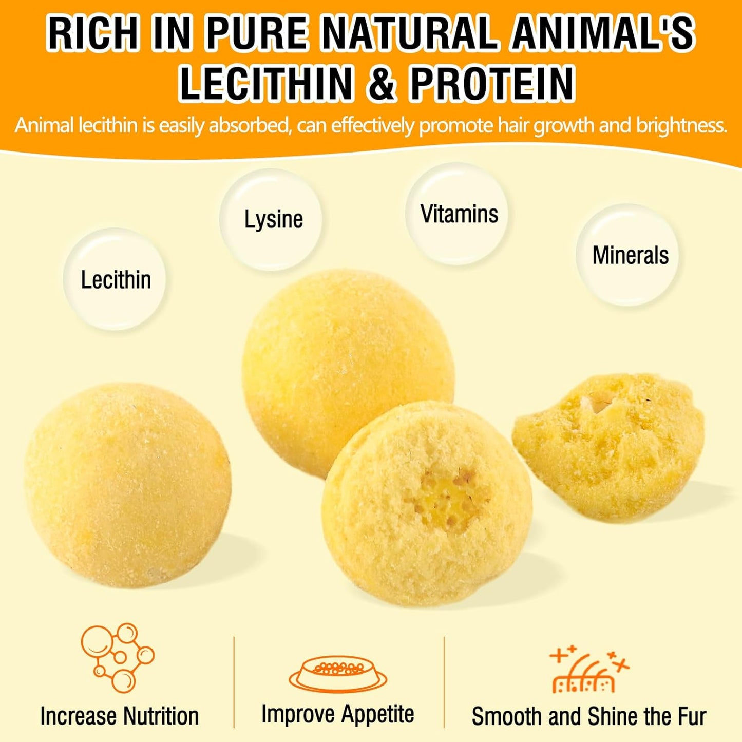 3.52oz/100g Freeze Dried Quail Egg Yolk, Cat and Dog Treats, Single Ingredient Pet Snacks, Healthy Tasty Dry Pet Food