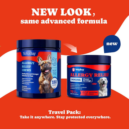 Dog Allergy Relief Chews – 70 Count + 180 Count Bundle for Long-Term Allergy & Immune Support