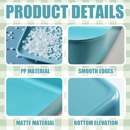 Small Litter Box, Plastic Kitten Litter Box, 13.9 x 9.8 x 3 Inch Open Litter Box for Small Pet, Easy to Clean (Blue 4PCS)