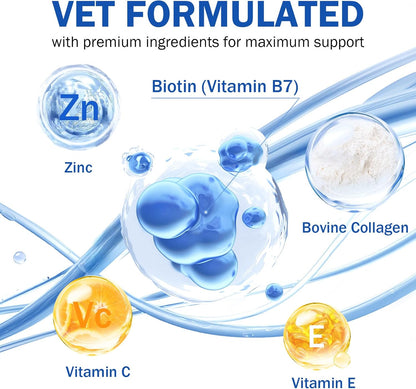 Liquid Biotin Supplement for Dogs, 2000 mcg, Strengthens Dog Nails, Promotes Healthy Coat & Skin with Biotin and Collagen, Slows Down Dog Shedding, Relieves Dry Skin, Faster Absorption, 2 oz