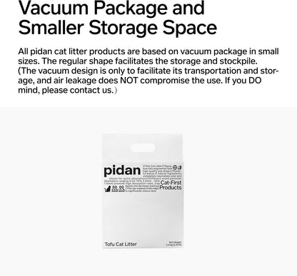 pidan Tofu Cat Litter Clumping,Flushable,Ultra Absorbent and Fast Drying, 100% Natural Ingredients Litter,Solubility in Water,Really Dust-Free,Less Scattering (5.3lb×1bag)