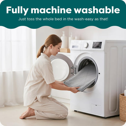 FurHaven ThermaNAP Self Warming Cat Mat, Dog Bed for Crates with Self-Warming Technology for Cozy Rest, Fully Machine Washable, Small, Plush Faux Fur, Gray