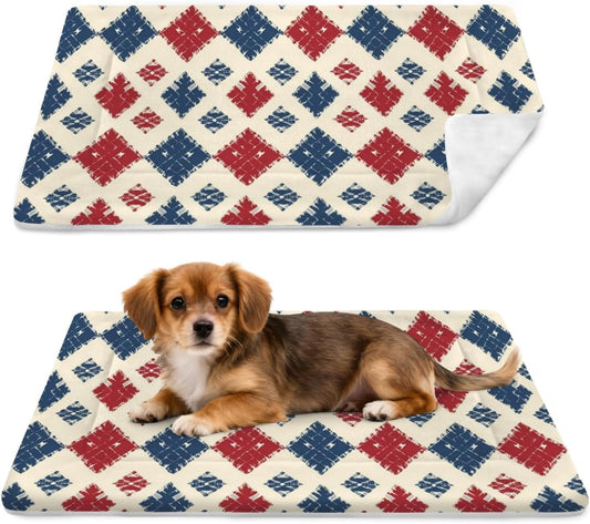 susiyo Whimsical Neutral Geometric Print Dog Bed Mat - Super Soft & Warm Pet Pad, 25x18 Inch Machine Washable Mat for Small Medium Dogs, Couch Protector, Crate & Travel Bed Topper