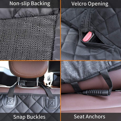 Dog Car Seat Cover for Back Seat Waterproof Bench Seat Cover Protector Nonslip Durable Soft Pet Dog Back Seat Cover for Car, Truck, & SUV (Black)