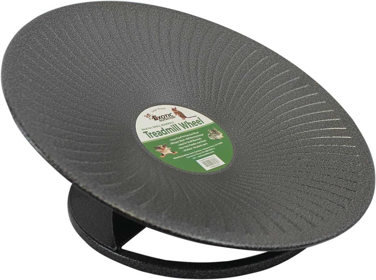 Treadmill Wheel 14" Black - All Metal Exercise Wheel for Chinchillas, Prairie Dogs, Rats, Hedgehogs, Sugar Gliders, Squirrels, Degus, Hamsters & Other Small Animals - Smooth, Fast, Silent, Durable